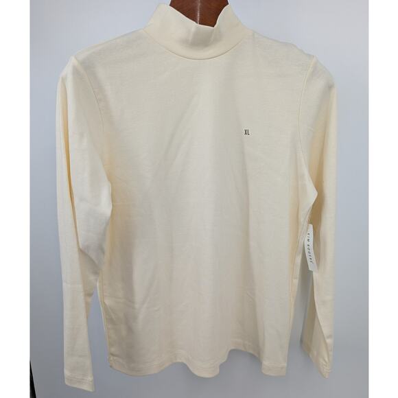 NWT 100% Cotton Kim Rogers Long Sleeve Cream Turtleneck Pullover Sweater Size XL - Picture 1 of 4